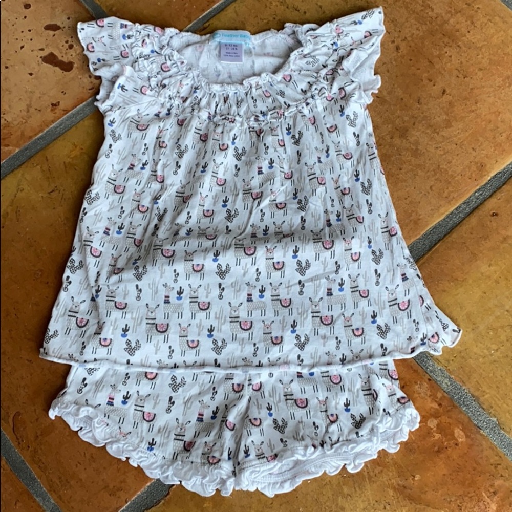 Feather Baby tunic and short set